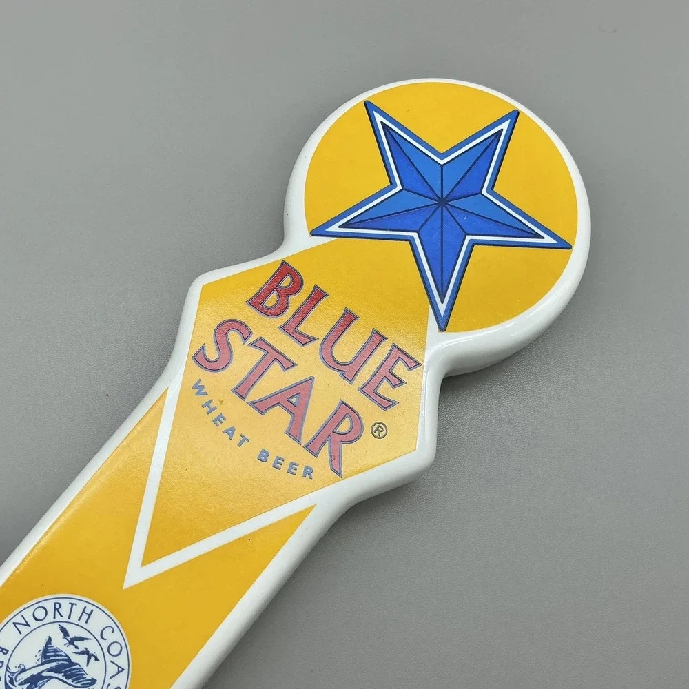 North Coast Brewing Blue Star Wheat Beer Tap Handle Yellow Bar Pub Decor